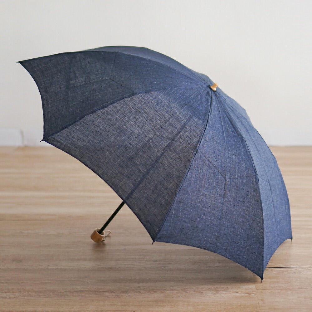 折りたたみ傘 メンズ 日傘 天然繊維の日傘 2段折り 小宮商店 Natural Linen ネイビー