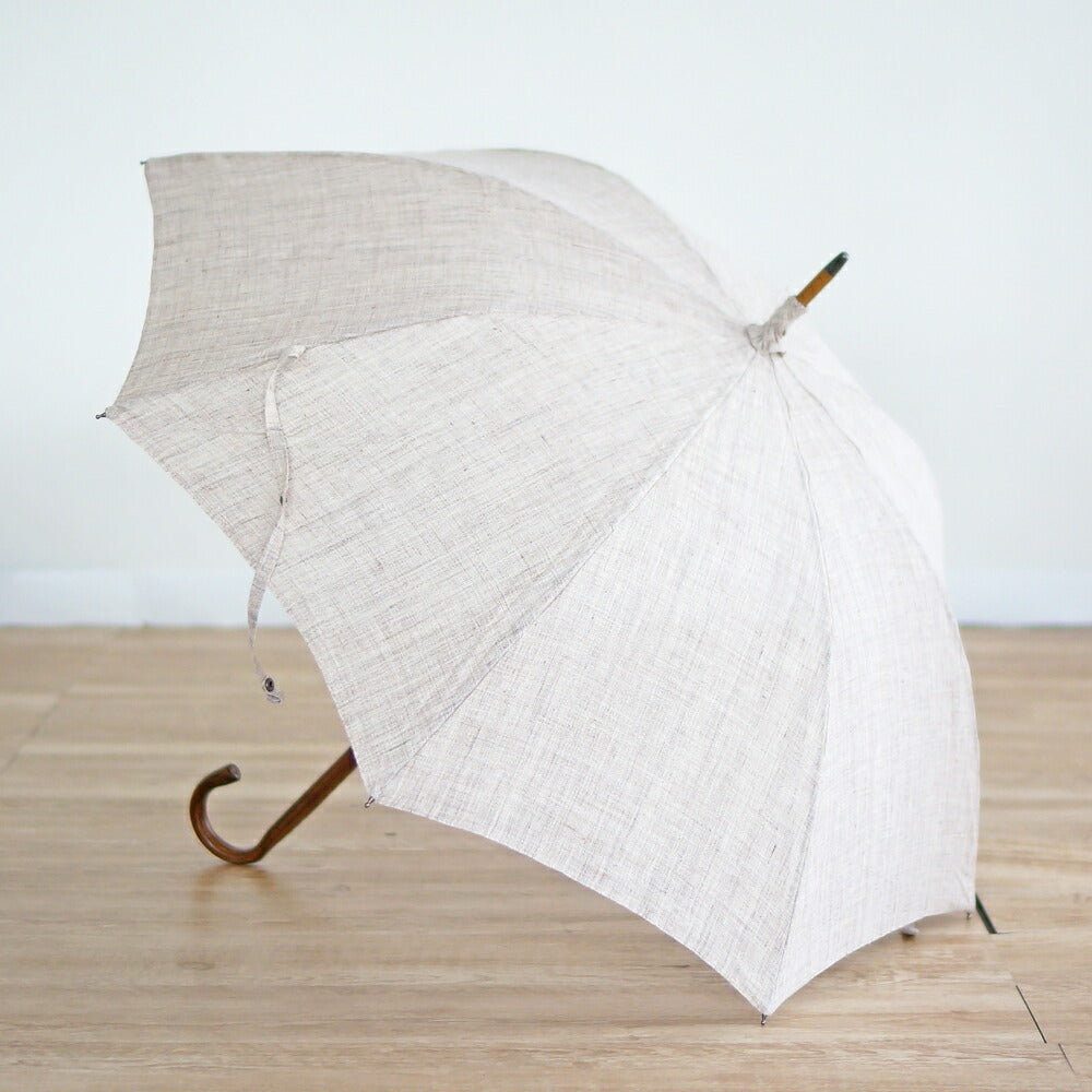 長傘 メンズ 日傘 天然繊維の日傘 木製シャフト 小宮商店 Natural Linen シュガーブロンド
